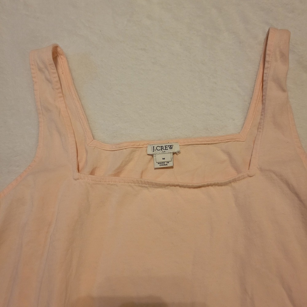 J.Crew Peach Ruffle Hem Square Neck Cotton Tank Top M M0203 - Picture 2 of 6